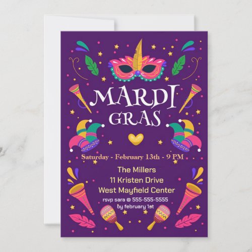 MardI Gras Celebration Invitation