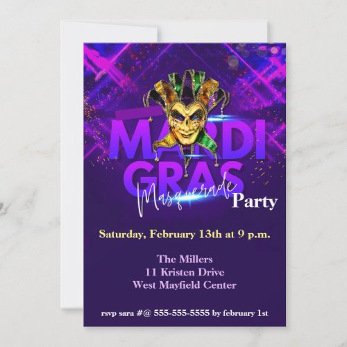 Mardi Gras Celebration Invitation