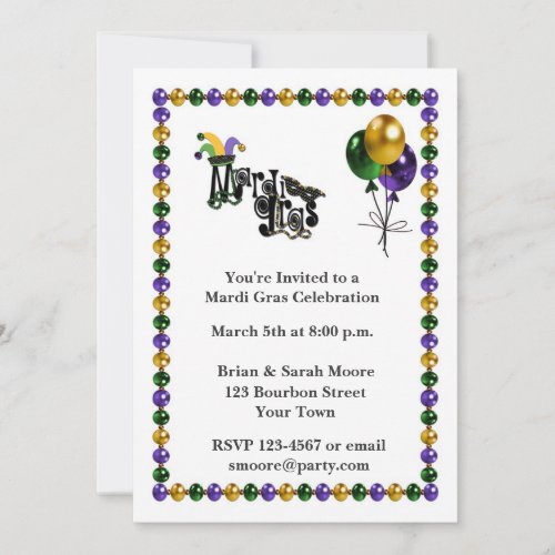 Mardi Gras Celebration Invitation