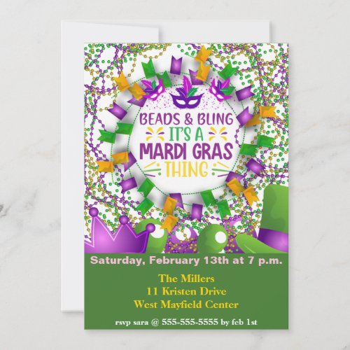 Mardi Gras Celebration Invitation