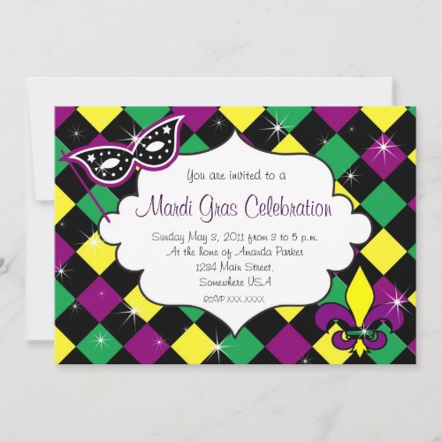 Mardi Gras Celebration Invitation