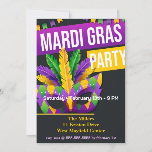 Mardi Gras Celebration Invitation