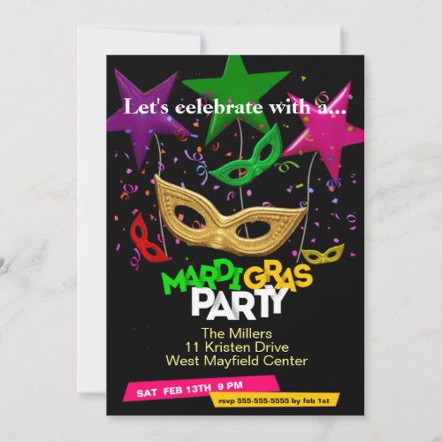 Mardi Gras Celebration Invitation