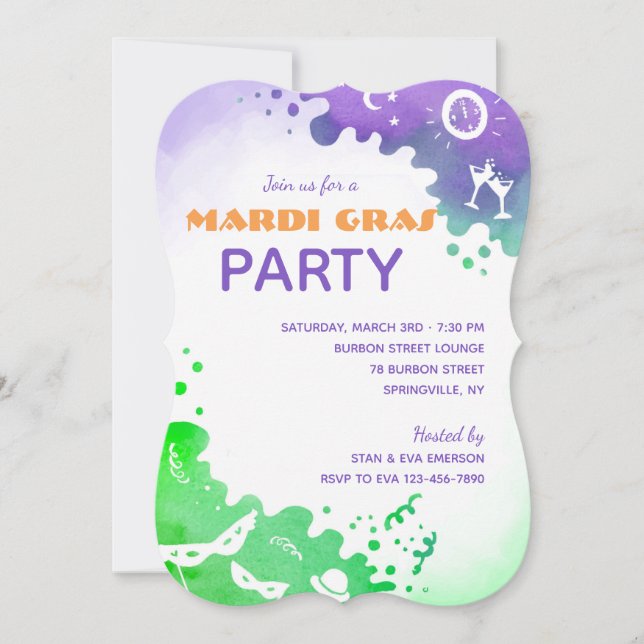 Mardi Gras Celebration Invitation (Front)