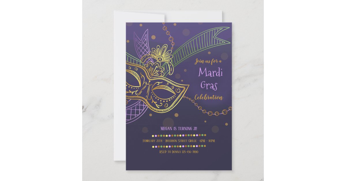 Mardi Gras Celebration Invitation | Zazzle