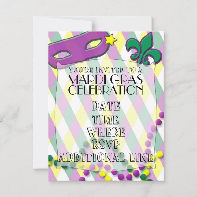 Mardi Gras Celebration Invitation (Front)