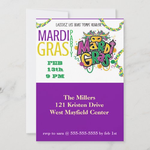 Mardi Gras Celebration Invitation