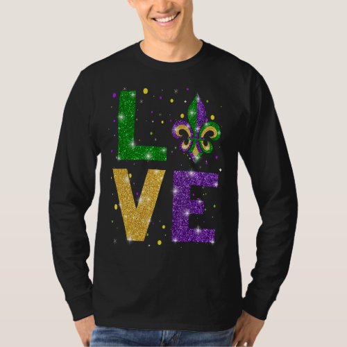Mardi Gras Celebration Love Mardi Gras Glitter Eff T_Shirt