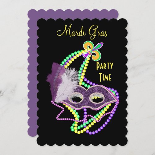 Mardi Gras Celebrations Fancy Mask Party Invitation