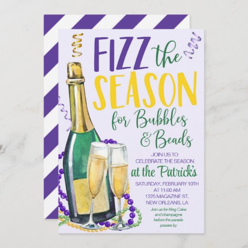 Mardi Gras Champagne Invitation