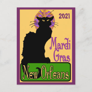 Mardi Gras Chat Noir, add text Postcard