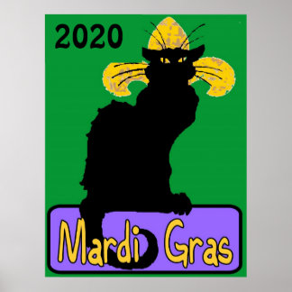 Mardi Gras Chat Noir, edit date Poster