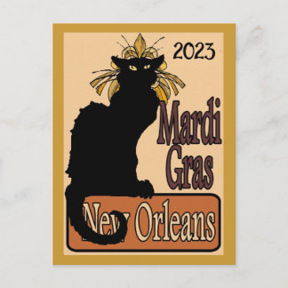 Mardi Gras Chat Noir Personalize Postcard