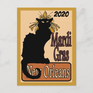Mardi Gras Chat Noir Personalize Postcard