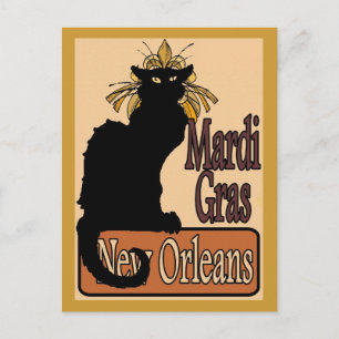 Mardi Gras Chat Noir Postcard