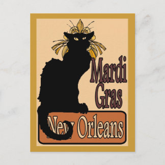 Mardi Gras Chat Noir Postcard