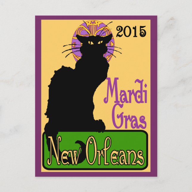 Mardi Gras Chat Noir Postcard (Front)