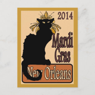Mardi Gras Chat Noir Postcard