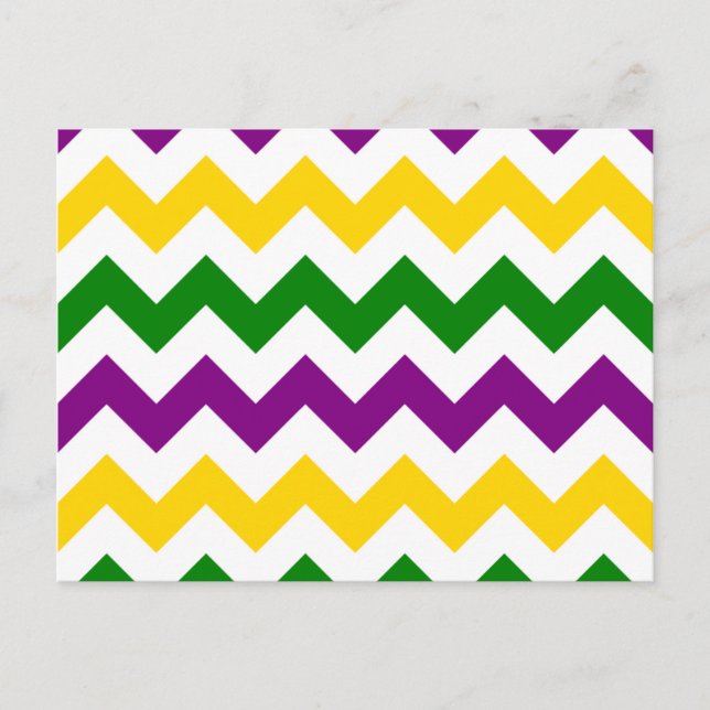 Mardi Gras Chevron Pattern Postcard (Front)