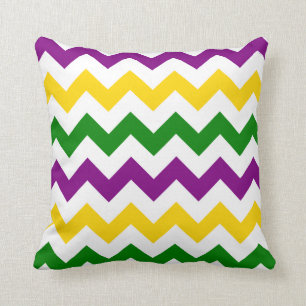 Mardi Gras Chevron Pattern Throw Pillow