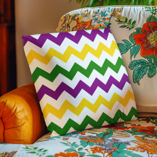 Mardi Gras Chevron Pattern Throw Pillow