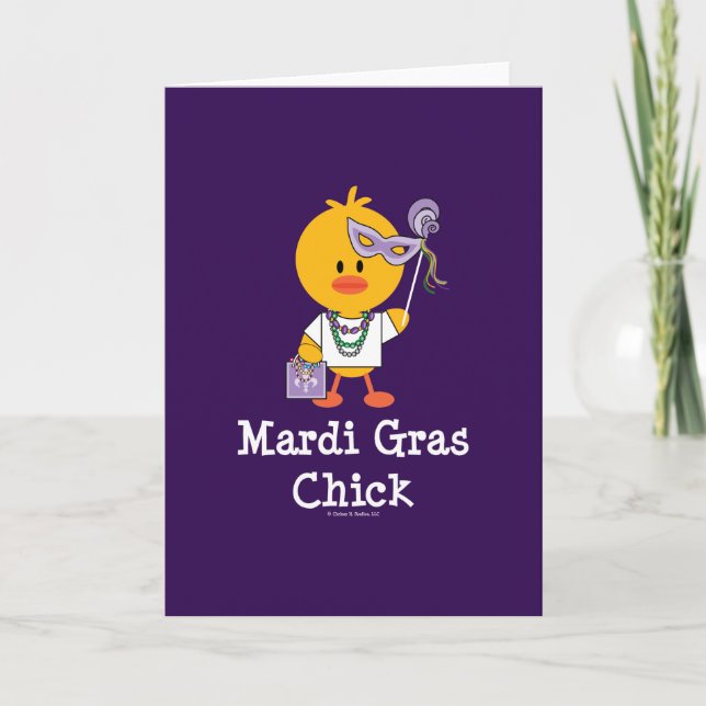Mardi Gras Chick Greeting Card (Front)