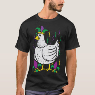 Mardi Gras Chicken Funny Outfit Farming Men Women  T-Shirt