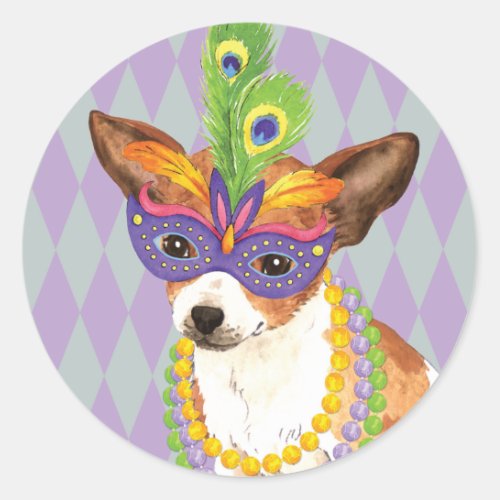 Mardi Gras Chihuahua Classic Round Sticker