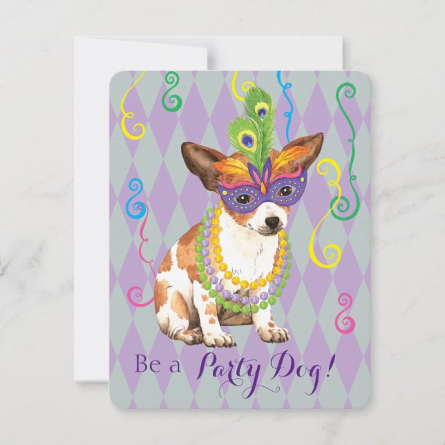 Mardi Gras Chihuahua Invitation (Front)