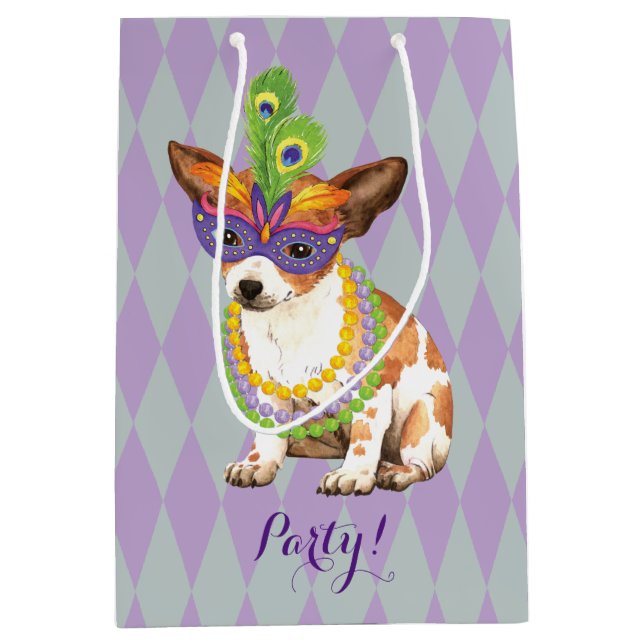 Mardi Gras Chihuahua Medium Gift Bag (Front)