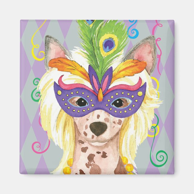 Mardi Gras Chinese Crested Magnet (Front)