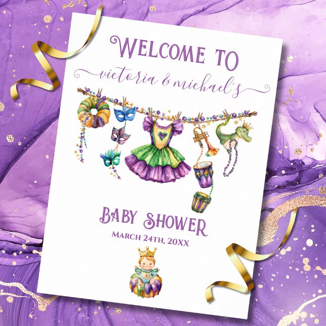 Mardi Gras Clothesline Baby Shower Welcome Sign (Creator Uploaded)
