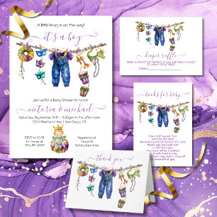 Mardi Gras Clothesline Boy Baby Shower Invitation
