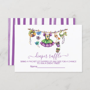 Mardi Gras clothesline Girl Diaper Raffle card