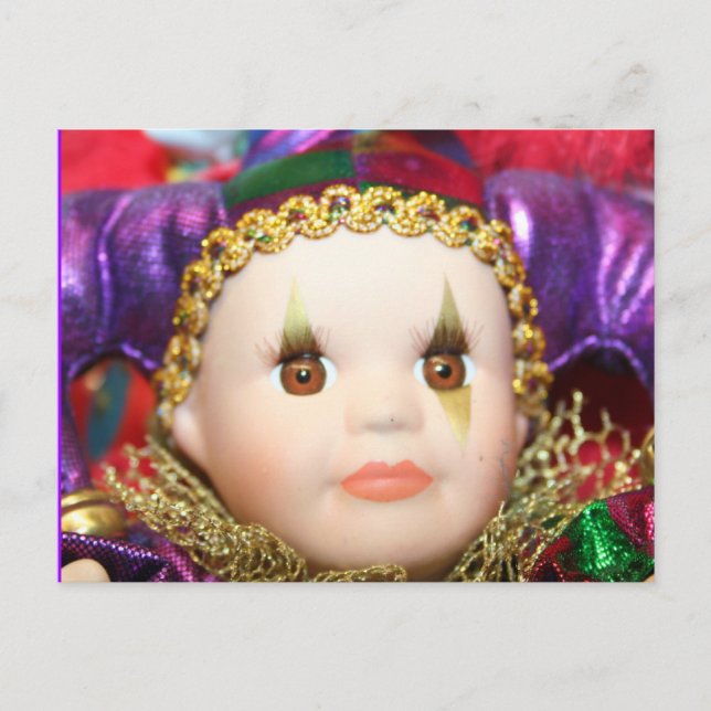 Mardi Gras clown doll Postcard (Front)