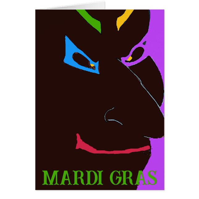 Mardi Gras Clown Face, add text,  Cards (Front)