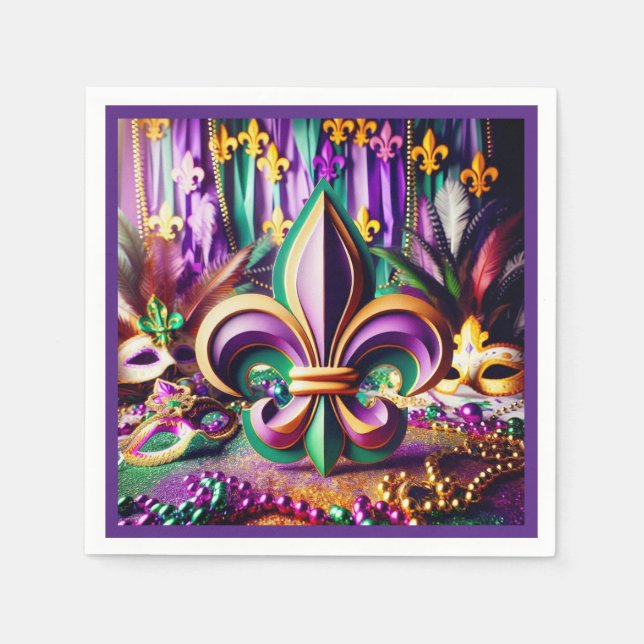 Mardi Gras Cocktail Napkin (Front)