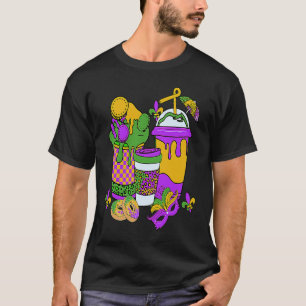 Mardi Gras Coffee Latte Retro Mardi Gras Carnival  T-Shirt