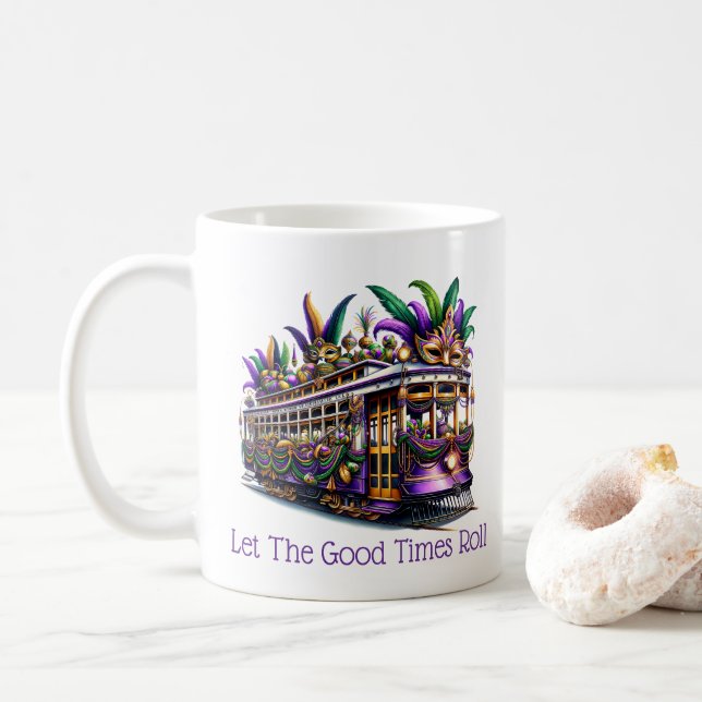 Mardi Gras  Coffee Mug (With Donut)