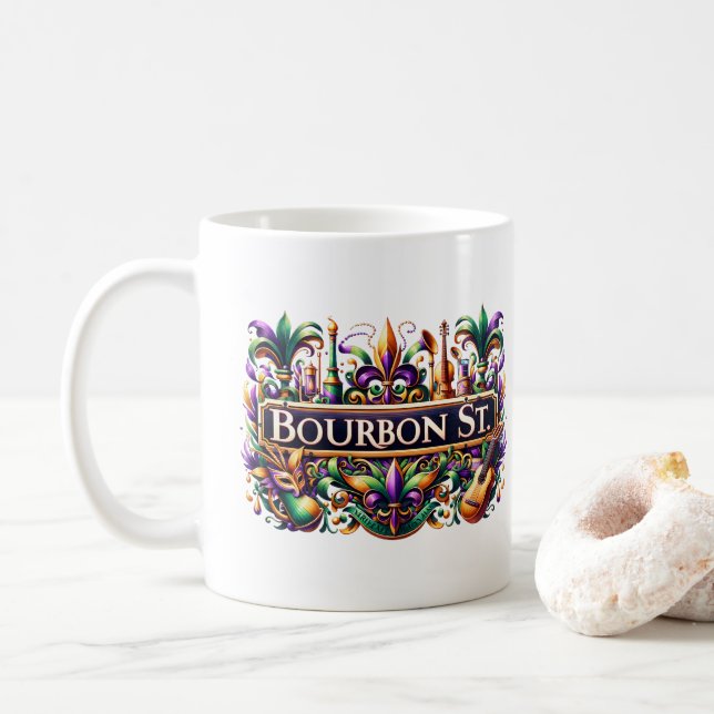 Mardi Gras  Coffee Mug (With Donut)