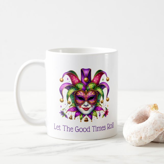 Mardi Gras  Coffee Mug (With Donut)