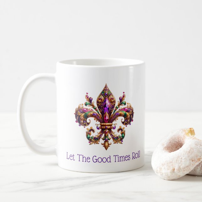 Mardi Gras  Coffee Mug (With Donut)