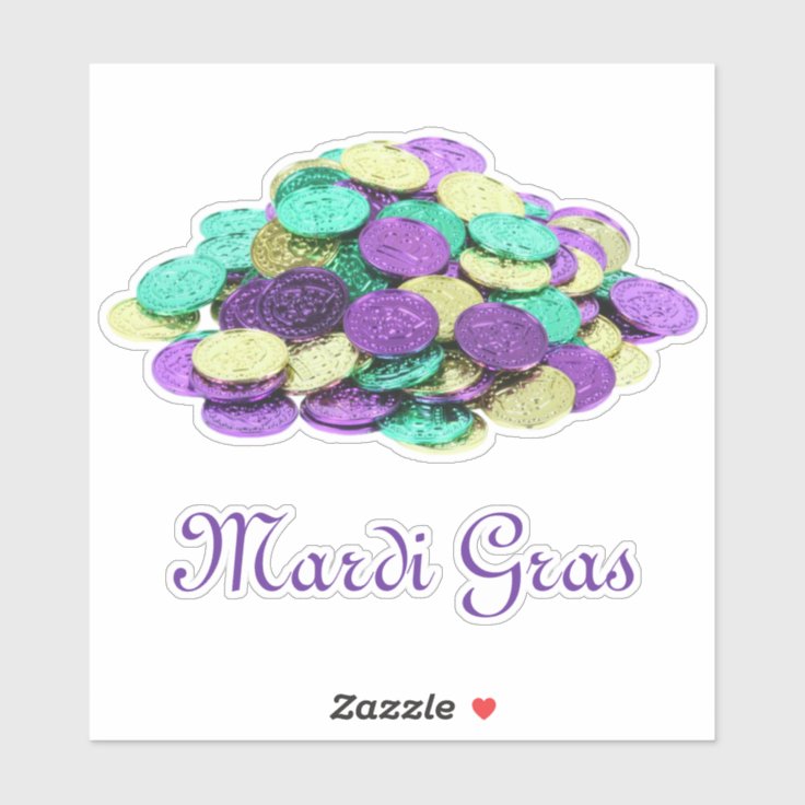 Mardi Gras Coins Sticker | Zazzle
