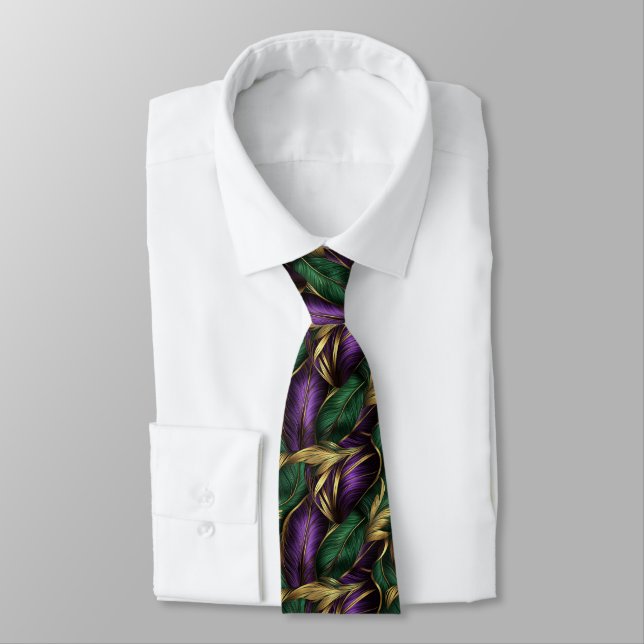 Mardi Gras Color Pattern  Neck Tie (Tied)