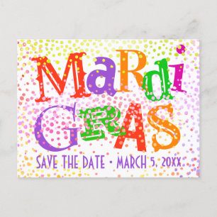 Mardi Gras Colorful Typography Party Invitation Postcard