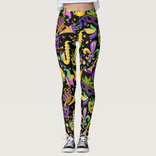Mardi gras colors Black BG Leggings