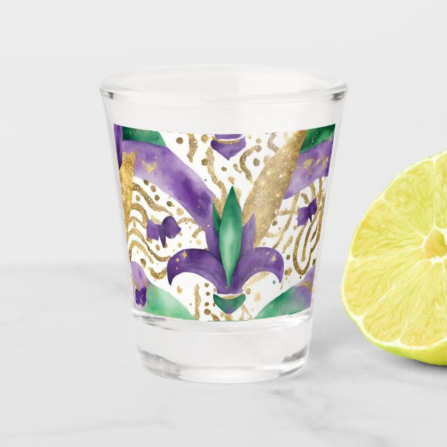 Mardi gras colors Cooler Shot Glass (Front)