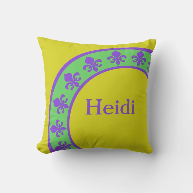 Mardi Gras Colors Custom Designer Pillow (Front)