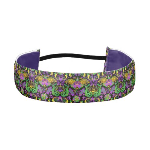 Mardi Gras Colors Damask Dragon Butterfly Snake Athletic Headband