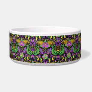Mardi Gras Colors Damask Dragon, Butterfly, Snake Bowl